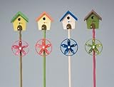 木製風車ピック　バードハウス　４本セット