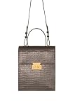 Subella London Sacha – Croc Grey satchel with signature lock and detachable shoulder strap handmade 