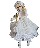1/3 1/4 1/6ドール用Bjd 復古風 貴族風 ドレス ドールコスチューム ＋靴下＋帽子 ホワイト (1/4ドール)