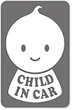 imoninn CHILD in car ステッカー　【マグネットタイプ】　No.06　ニコちゃんB　（シルバーメタリック）