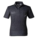 [アイズフロンティア] ストレッチプリント半袖ポロシャツ 705P Lブラック