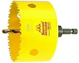 Starrett ADCH0334 Professional HSS Bi-Metal Dual Pitched Hole Saw with Arbor, 3-3/4", 95 mm Diameter