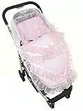 Broderie Anglaise Footmuff/Cosy Toes Fit Buggy Pushchair Baby Sparkle Pink by For-your-Little-One