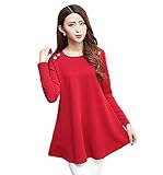 (ポルトプエルト) Porto Puerto Aライン ゆったり 1カラー ボタン Uネック トップス マタニティ 妊婦 [海外直送品] (M, レッド)