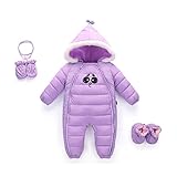 Hzjundasi 赤ちゃん スノースーツ 幼児新生児 フーディーダウ ジャケット ワンピース 冬 厚い ロンパーセット 0-24月 ジャンプスーツ