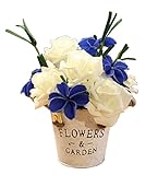 かなり人工の花シルクの花偽の花のバスケットバタフライブルー