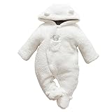 Hzjundasi ベビー ネコ パターン ロンパース 新生児 男の子 女の子 フード付き 保暖 防寒 長袖 コットン ジャンプスーツ 秋冬 アウターウェア 出産祝い 服装