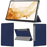 wisers Galaxy Tab S8+ plus 専用タブレットケース (ダークブルー) 12.4インチ 対応 (保護フィルム 付き/スリムタイプ) タブレットカバー 2023 新型