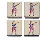 レトロ デザインタイル 笛を吹く青年 ４枚セット 限定品