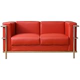 大川家具 シンプル&amp;クールソファ 2人掛けソファ レッド SKT-0109 代引不可