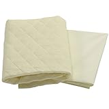 中国製　防水シーツ、キルトパッド2点セット　クリーム