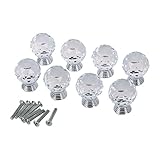 SODIAL(R) 8Xクリアなクリスタル　ガラス　ドアノブ　30mm　引き出しキャビネット　キッチンハンドル