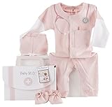 Baby Aspen Big Dreamzzz Baby, M.D. 3 Piece Layette Set in Gift Box, Pink by Baby Aspen [並行輸入品]