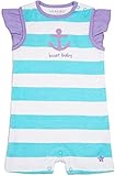 Weベビー6 – 12月ティールストライプアンカーボート赤ちゃん女の子ロンパース