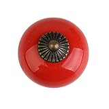Homyl レトロ　丸い　プル ハンドル　セラミック+亜鉛合金製　引き出し　本棚 　キャビネット　食器棚　ドア　ノブ　取手　つまみ　全6色　 - 赤