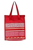 Fashion Insulate Lunch Bag Greek Key Hot Pink/ White [並行輸入品]