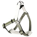 Beanspet 犬用レザーハーネス 中型犬 大型犬 胸当てパッド付き 本革風 マイクロファイバーレザー 4サイズ 4カラー 調整可能 おしゃれ 散歩用 (カーキ, XS)