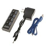 スプリッタアダプタ　　4 ポート USB3.0 ハブ+高速ケーブル+米国プラグ
