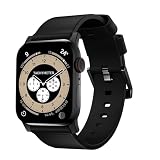 [SIMON] in Japan | AppleWatch 栃木レザー バンド | 職人仕上げ | Series 3 4 5 6 7 8 9 10 11| SE SE2 SE3 | アップルウォッチ | 交換 ベルト 【革：ブラック（黒色） / パーツ：ステンレス ブラック 】 (38 | 40 | 41 | 42mm)