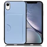 LOOF SKIN SLIM-SLOT レザー カード収納 スマホケース for iPhone XR 用 ケース カバー 背面 ストラップホール カードポケット シンプル 耐衝撃 薄型 軽量 leather [ベビーブルー]