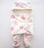 Felimoa くまさんフリース ベビー用 防寒服 ふわふわ あったか おくるみ 新生児 出産祝い (花柄)