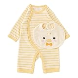 (チャックル) chuckle アニマルスタイ付き長袖ボーダープレオール クリーム 60-70cm P2833-70-40