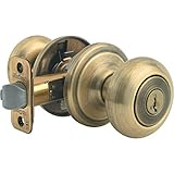 Kwikset Juno Entry Knob featuring SmartKey in Antique Brass by Kwikset
