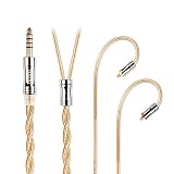 JIALAI JLDT3 単結晶銅 リケーブル 4.4mm MMCX 2芯OCC イヤホンアップグレードケーブル 交換 着脱式 ヘッドフォンケーブル マイクなし HiFi耳掛型 1.2m 音質改善 JIALAI (4.4mm MMCX, ゴールド)