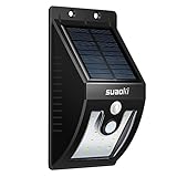 suaoki 16LED ソーラーライト センサーライト 太陽光発電 三つの点灯モード 明暗·人感センサー 夜間自動点灯 IP65防水 庭 ガーデン 玄関 屋外照明 防犯用など