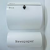 郵便ポスト郵便受け北欧風メールボックス壁掛けプレミアムステンレス白色ポスト＋新聞紙ホルダーpm064
