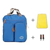 マザーズバッグ 軽量 大容量 多機能 ママバッグ ショルダーバッグ ベビーカー用フック付き　おむつ替え用防水シート付き　収納 (ブルー)