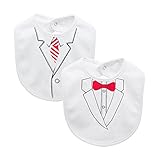 Genda 2Archer(JP) フォーマル よだれかけ ビブ ベビー 男の子 蝶 ネクタイ 赤ちゃん スタイ 女の子 可愛い 2枚 セット 英字 ネックレス 綿100% お食事用 結婚式 出産祝い