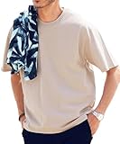 [JIGGYS SHOP] ジギーズショップ 汗じみ防止Ｔシャツ XL グレージュ｜メンズ トップス TEE 無地 半袖 夏服 ゆったり オーバーサイズ 撥水加工 黒 白