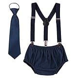 子供服 ベビー服 夏 ショーツ ネクタイ3点セット 赤ちゃん男の子 下着パンツ 3-24か月 コスチューム 寝相アート 着ぐるみ 出産祝い 可愛い 撮影 ズボンつり 新生児 サロペットパンツ (ネイビ