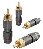 [4個] ハイエンド RCA オスプラグ、アダプター オーディオフォノ、金メッキはんだコネクタ Wv-hfr4in1