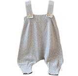 Plus Nao(プラスナオ) ベビー服 オーバーオール ニットソー コットン つなぎ サロペット ロング丈 シンプル 無地 ベビー キッズ 男の子 女 90 グレー
