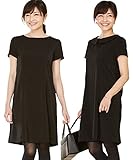 Sweet Mommy 襟2WAY ママワンピ 授乳口付き 裏地付き Aライン パフ袖 半袖 大きいサイズ ワンピース お宮参り 上品 オフィス 結婚式 春 夏 産前産後 授乳服 マタニティ M ブラ