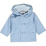 ライトブルーフード付きjacket-raincoat W /ダブルボタン&コットン裏地 カラー: ブルー