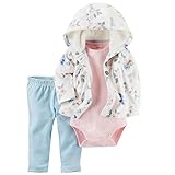 カーターズ（Carter's）女の子用白x水色・ピンク花柄フード付きジャケットxベビーブルーコーデパンツ上下3点セット (24months(83-88cm)) [並行輸入品]