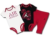 (JORDAN)ジョーダン　ベビー ロンパース＆パンツ 3点セット (3~6M, 白黒赤) [並行輸入品]
