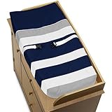 Sweet Jojo Designs Baby Changing Pad Cover for Navy and Gray Stripe Collection [並行輸入品]