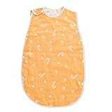 HUHU 4重ガーゼ うす手のスリーパー ベビー パジャマ ふわふわ コットン 柔らかい 綿 (オレンジ)