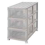 押入れ収納 衣装ケース 引き出し 透明 クリア プラスチック 3段+2段 2個組 奥行74cm おしゃれ ベージュ キャスター付き 送料無料【メーカー 自社製造 日本製】