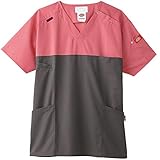 [ディッキーズ] 白衣 スクラブ メディカル 医療用 ストレッチ バイカラー ユニセックス 男女兼用 7040SC ミリーピンク×ガンメタ M