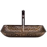 Vigo vgt284 22 – 1 / 4 "ゴールデンギリシャガラスバスルームシンク容器セットwith 1つ穴、 VGT284 1