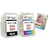 3年保証 キャノン (CANON) 詰め替え インク BC-360 BC-361 BC-340 BC-341 XL PIXUS TS5330 TS5430 MG3530 顔料 ブラック カラー 推奨写真用紙サンプル付