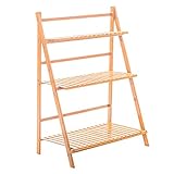 フラワースタンド 3段 折りたたみ フラワーラック ガーデンラック ベランダ 盆栽棚 室内 植物棚 天然竹製 Mサイズ/幅70cm