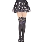 EluflyレディースジャカードパンティーストッキングブラックCat Tieシルクソックス カラー: ブラック