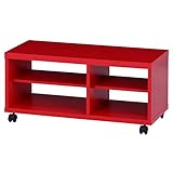 不二貿易 鏡面TV台 幅80cm キャスター付き レッド 97399