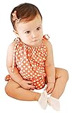 (プチプライム) Petit Prime ドット 柄 天使の羽 キャミソール ロンパース カバーオール ベビー服 女の子 夏 コンビネゾンかわいい オレンジ ブルー グレー (100, オレンジ)